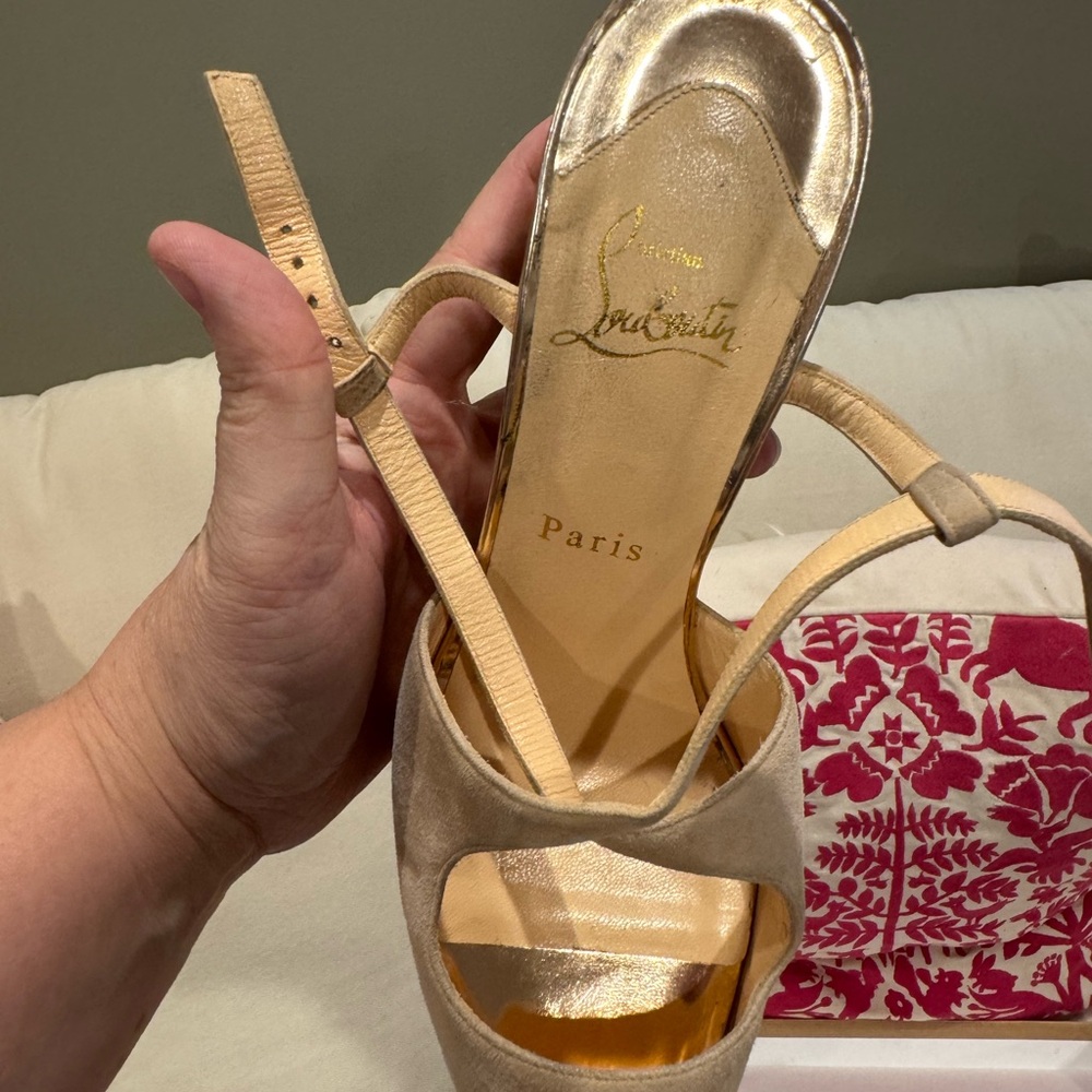 Authentic Peep toe Christian Louboutin Nude Martel 140 Platform Heels!!!! - Picture 12 of 16